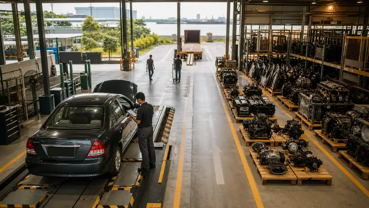 Car undergoing an export assessment in Singapore before resale, deregistration or export